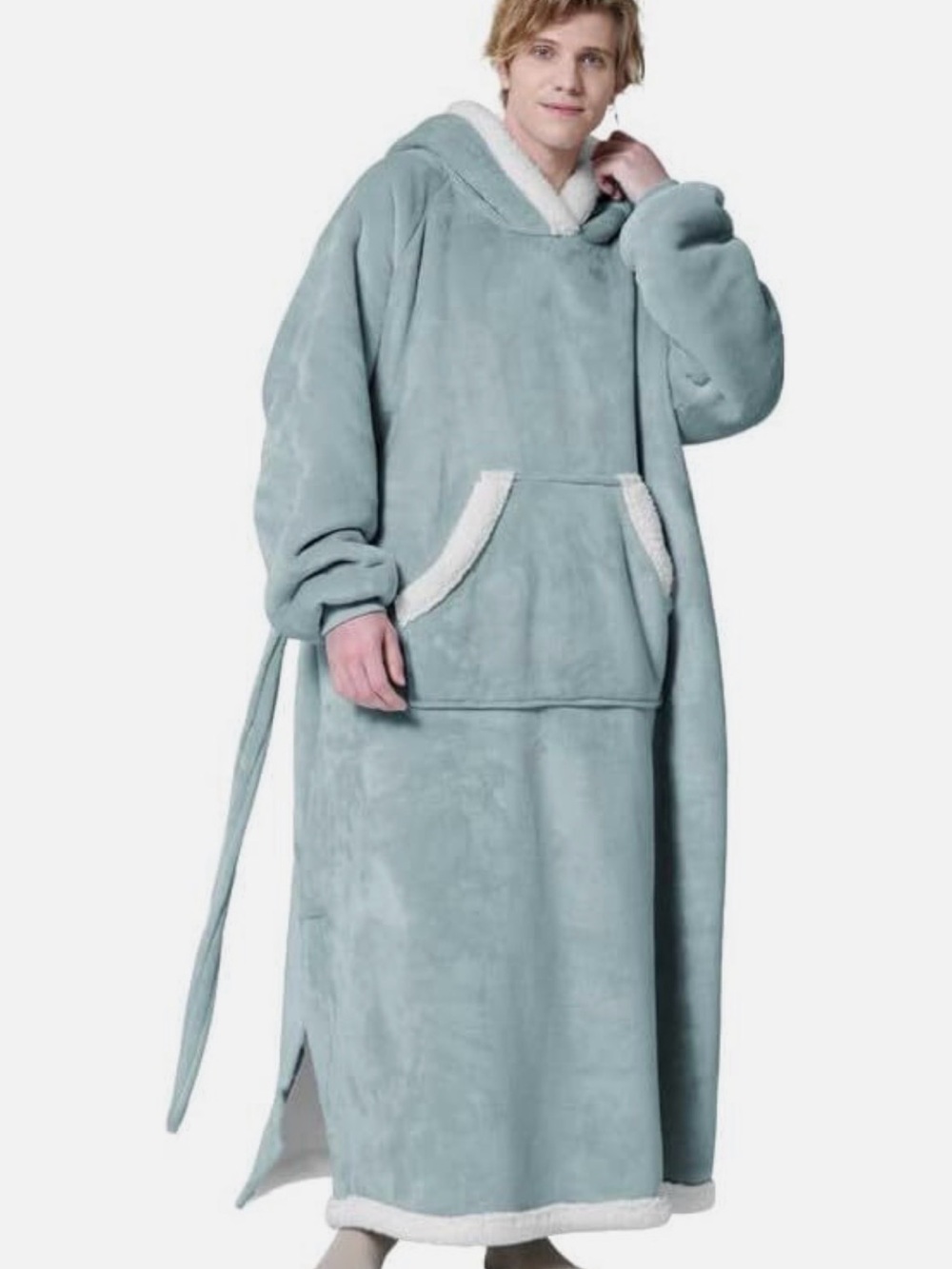 New BEDSURE Wearable Blanket Hoodie, Long Sherpa Fleece Blanket 52x31 Teal